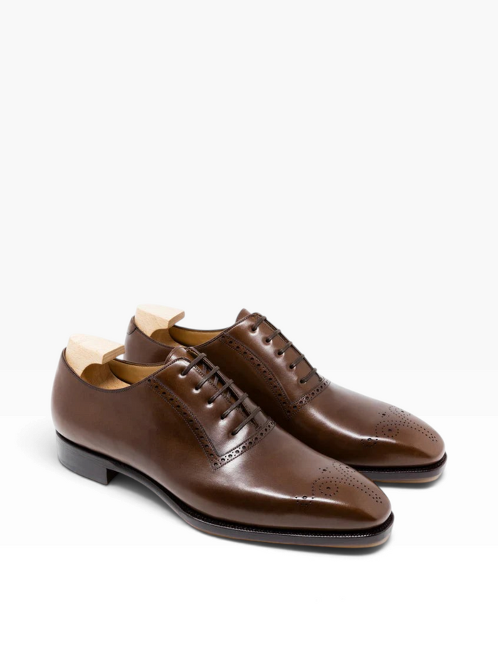 Bourgee a world class shoe store TLB Artista Picasso brown leather oxford shoes with brogue toe cap detail