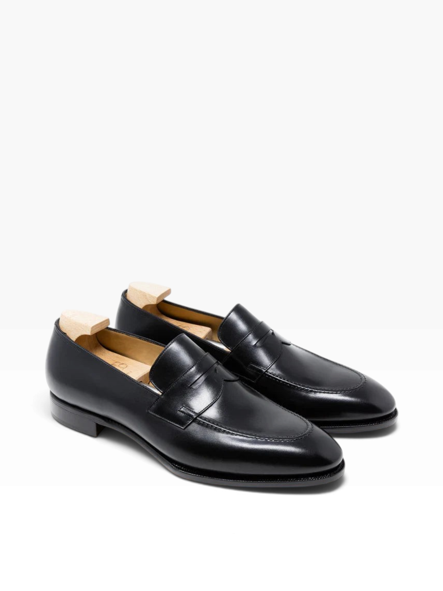 Bourgee a world class shoe store black boxcalf leather Goya loafers with a round toe and classic slip-on design