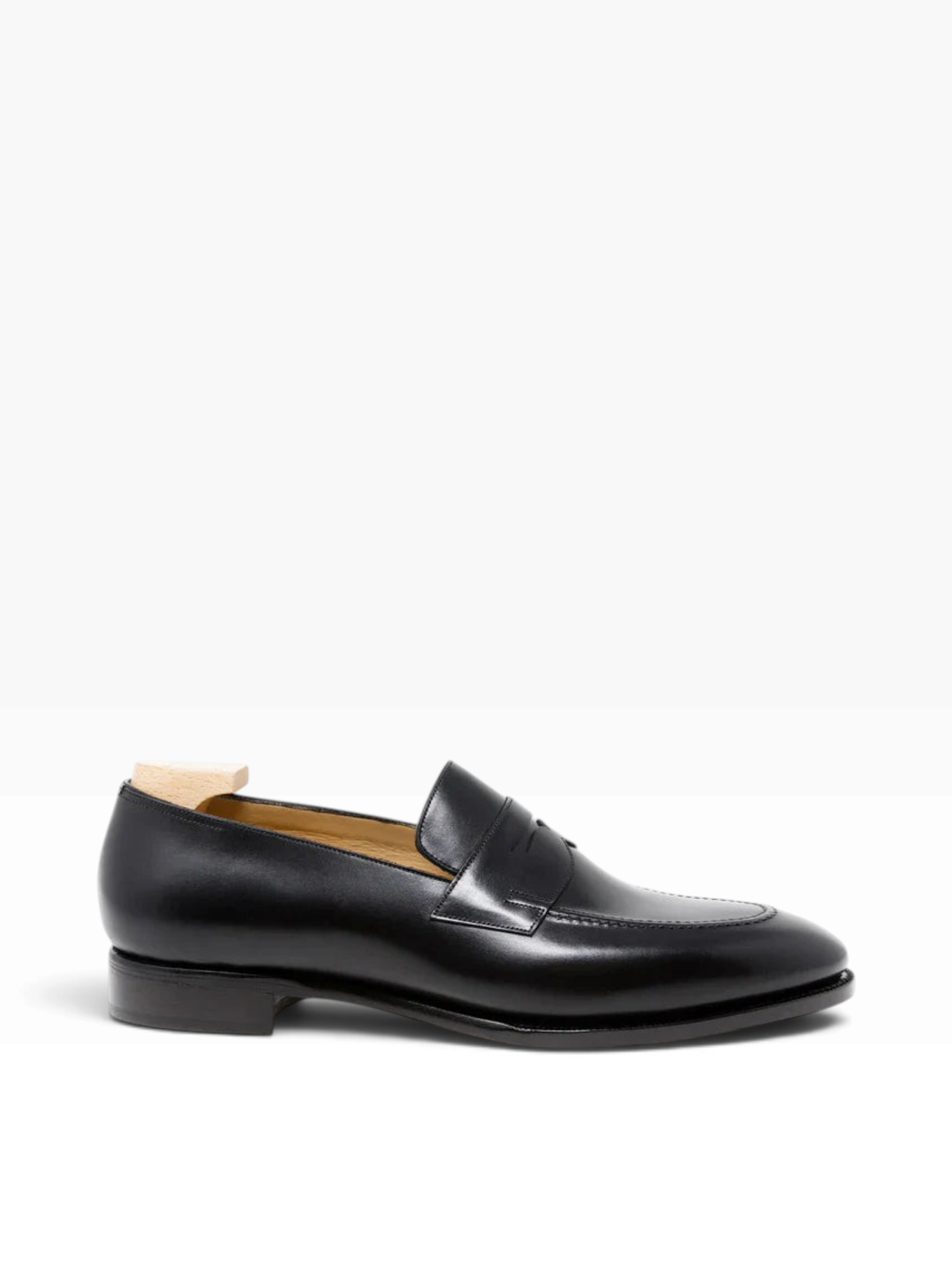 Bourgee a world class shoe store TLB 117 Goya black boxcalf leather loafers with a classic round toe slip-on design