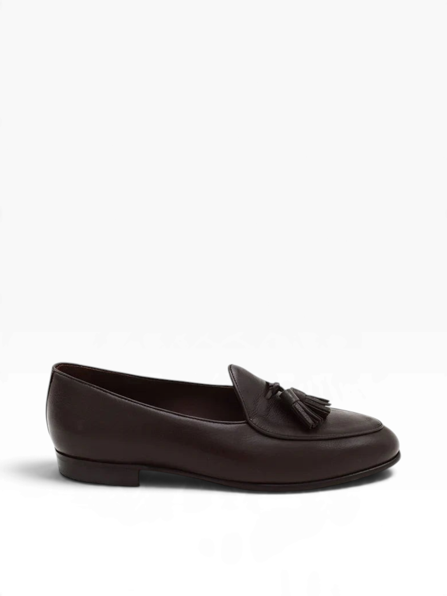 Bourgee a world class shoe store Berwick brown deerskin leather tassel loafer with a durable rubber sole