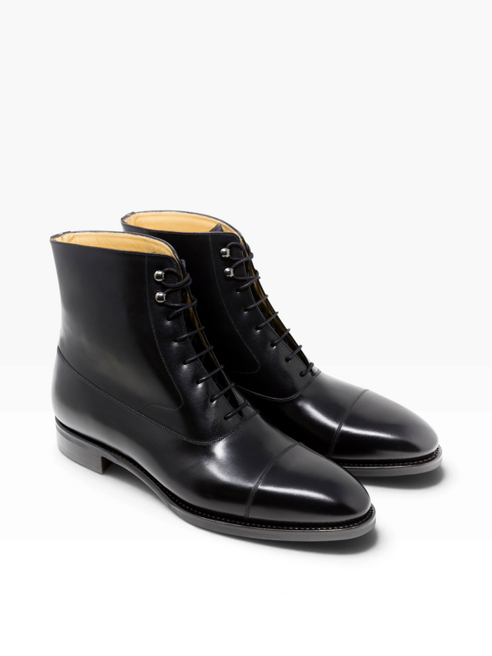 Bourgee a world class shoe store TLB Artista black boxcalf leather Balmoral boots with cap toe and rubber sole