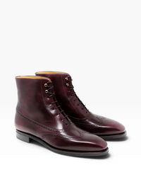 Bourgee a world class shoe store TLB Artista 181 burgundy museum calf leather wingtip Oxford Balmoral boot