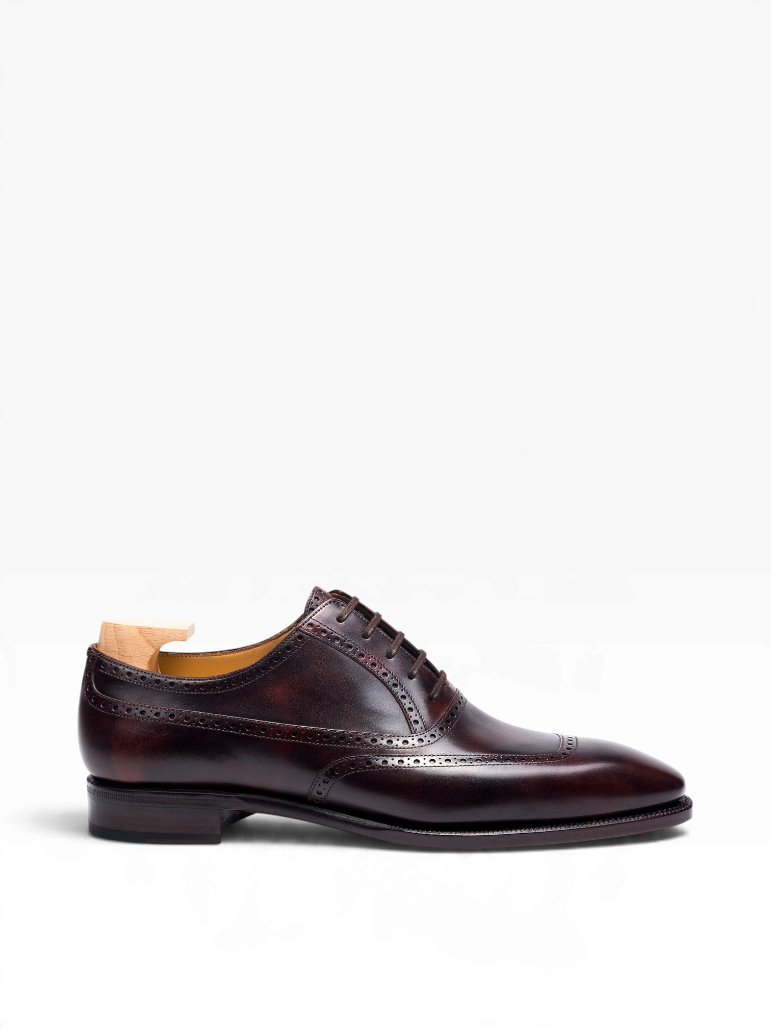 Bourgee a world class shoe store TLB Artista brown museum calf leather U-tip Balmoral Oxford with a squared toe
