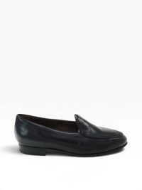 Bourgee a world class shoe store black deerskin leather Belgian loafer with a classic slip-on design