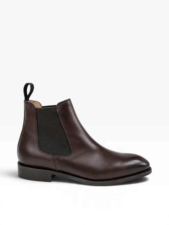 Bourgee a world class shoe store Berwick 475 dark brown vegetable tanned calf leather Chelsea boot with leather sole