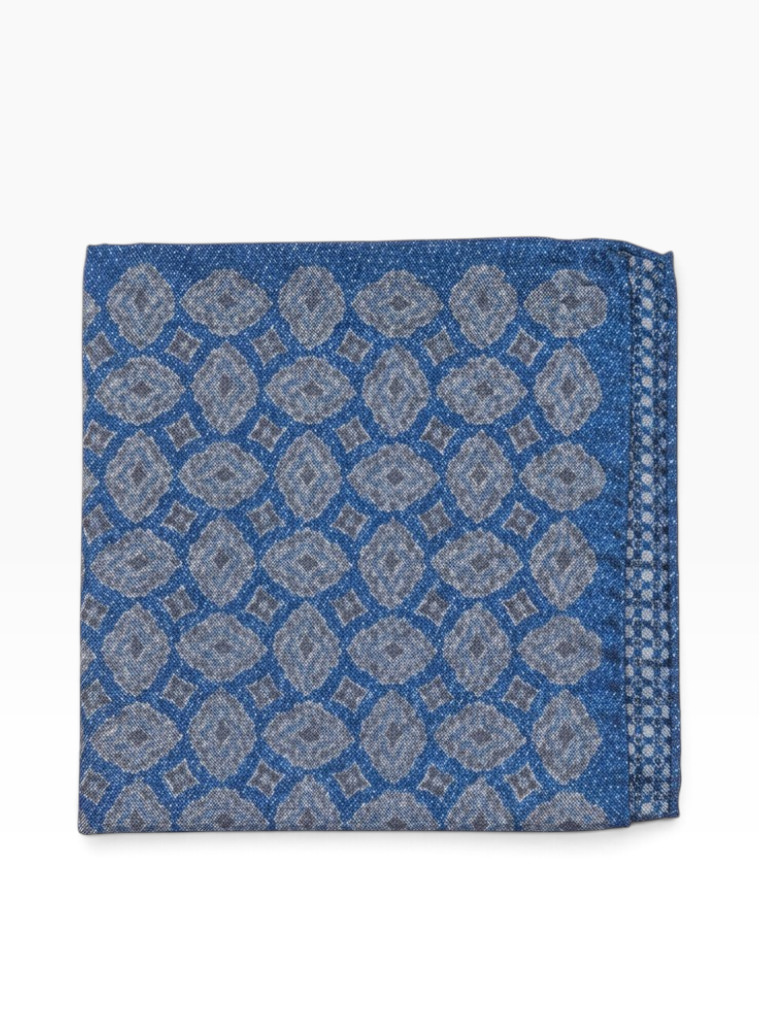 Bourgee a world class shoe store blue silk pocket square with a geometric diamond pattern for formal suits