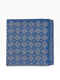 Bourgee a world class shoe store blue silk pocket square with a geometric diamond pattern for formal suits