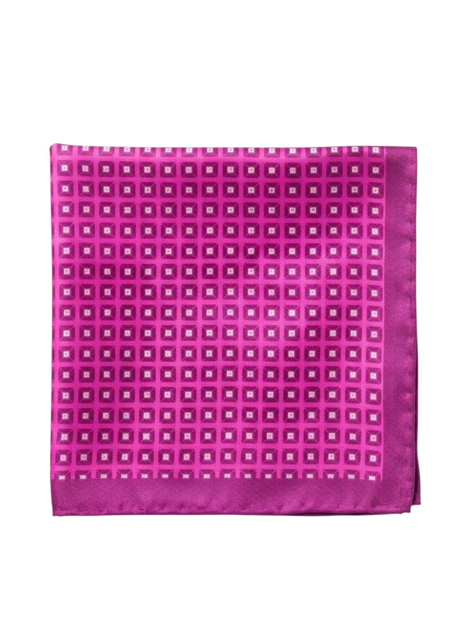 Bourgee a world class shoe store magenta silk pocket square with a refined geometric pattern and matching border