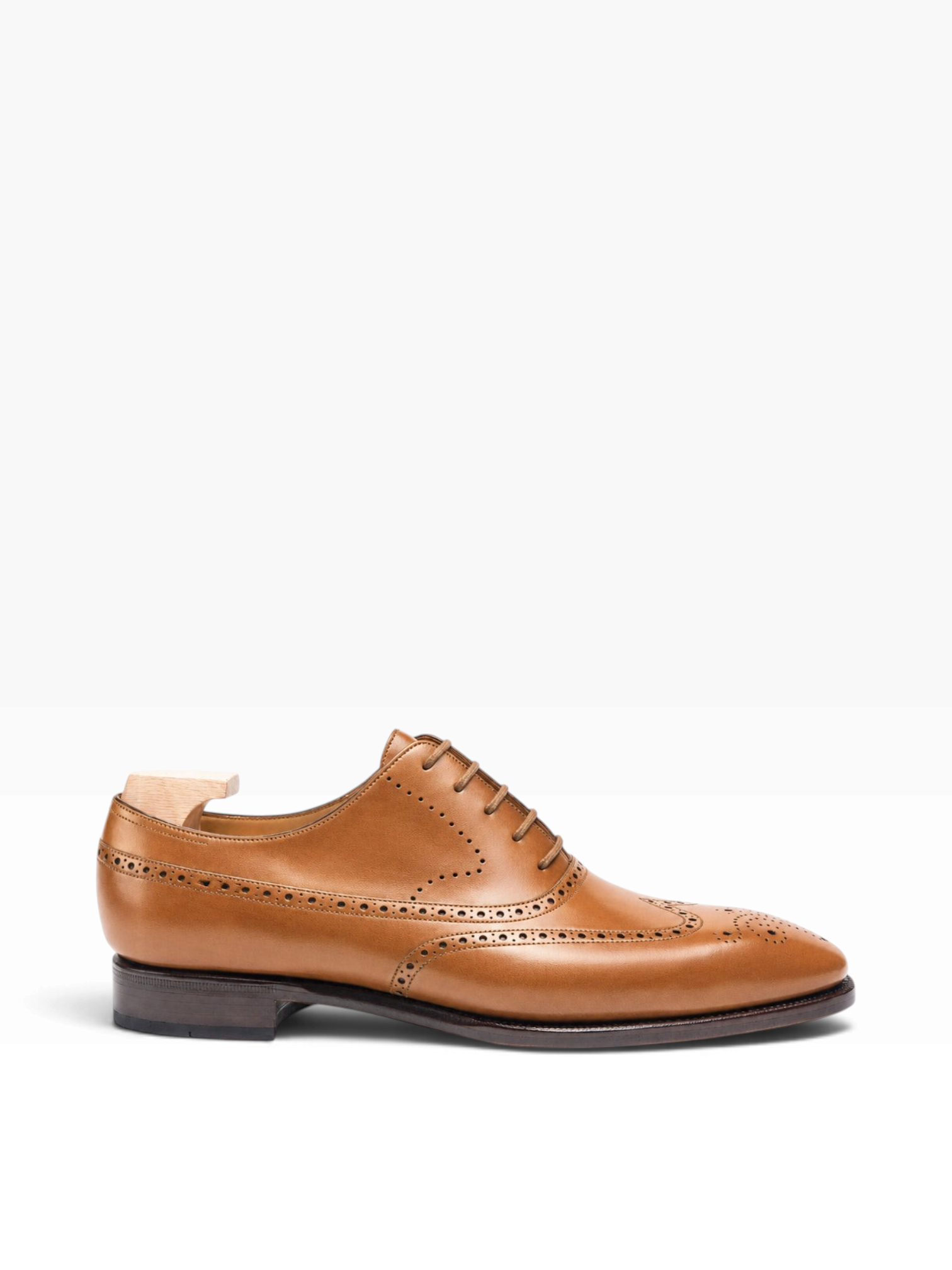 Bourgee a world class shoe store dark brown vegan leather full brogue balmoral oxford with swan neck punching