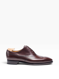 Bourgee a world class shoe store dark brown vegan leather full brogue balmoral Oxford with swan neck punching