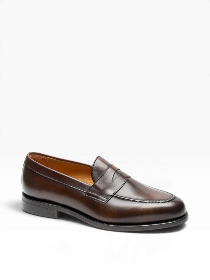 Bourgee a world class shoe store Berwick brown calf leather moccasin with Goodyear welt and ultralight foam sole.