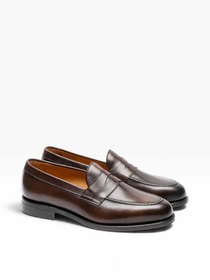 Bourgee a world class shoe store brown calf leather moccasin with Goodyear welt and ultralight foam rubber sole
