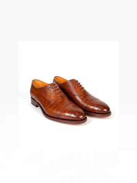 Bourgee a world class shoe store Berwick tan brown mock crocodile leather oxford shoes with a Goodyear welted sole.