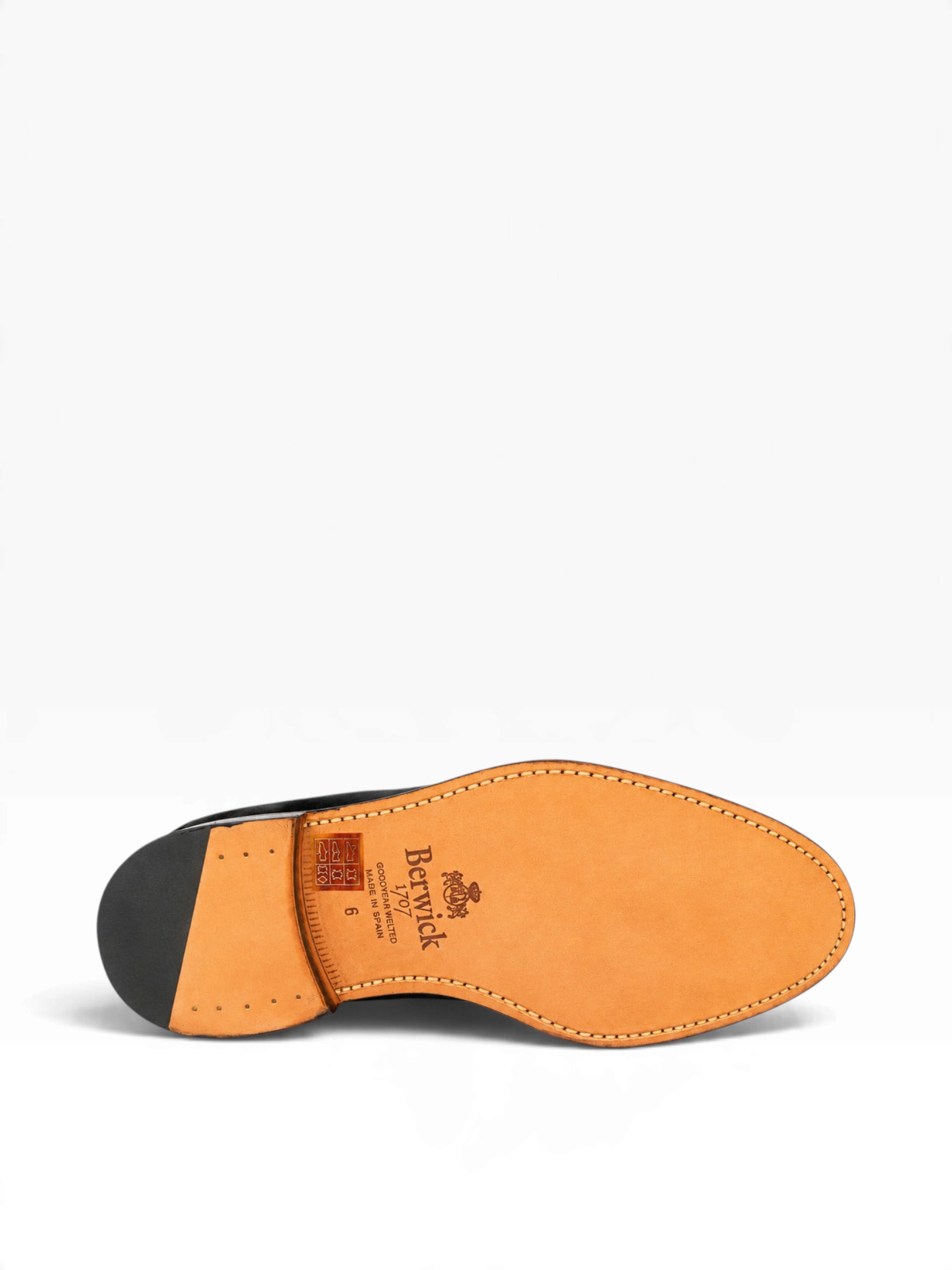 Bourgee a world class shoe store Berwick 1707 penny loafer showing the tan leather Goodyear welted outsole