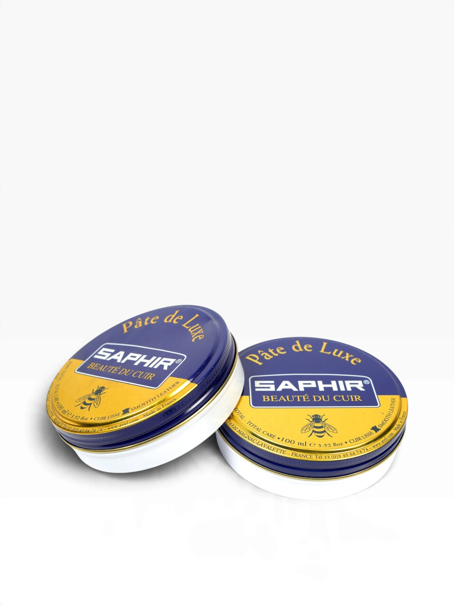 Bourgee a world class shoe store Saphir Beaute du Cuir wax polish tins for nourishing and shining smooth leather shoes
