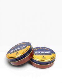 Bourgee a world class shoe store Saphir Beaute du Cuir wax polish tins for nourishing and shining smooth leather