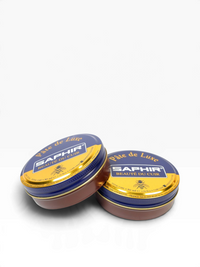 Bourgee a world class shoe store Saphir Beaute du Cuir wax polish tins for nourishing and shining smooth leather