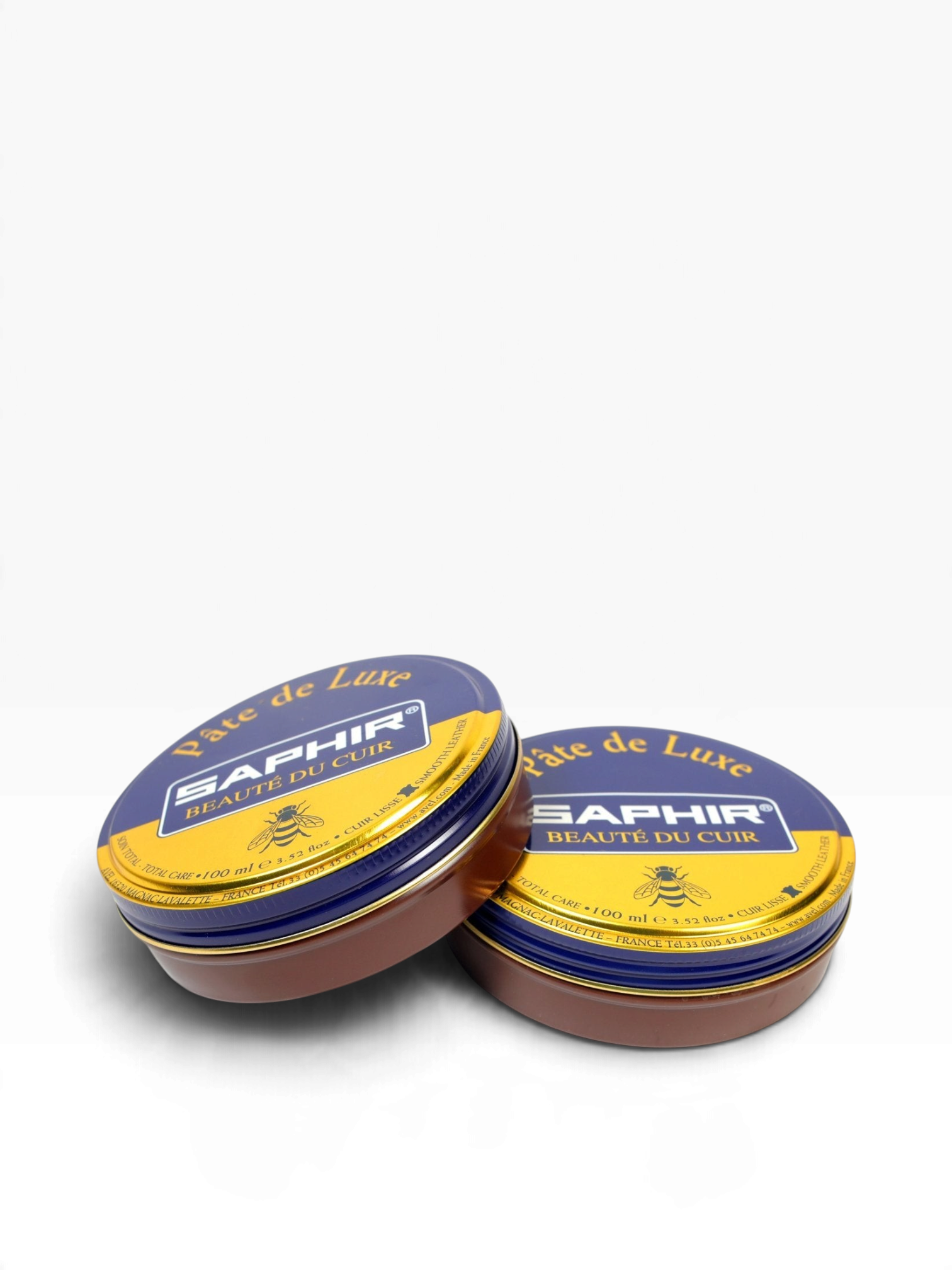 Bourgee a world class shoe store Saphir Beaute du Cuir wax polish tins for nourishing and shining smooth leather