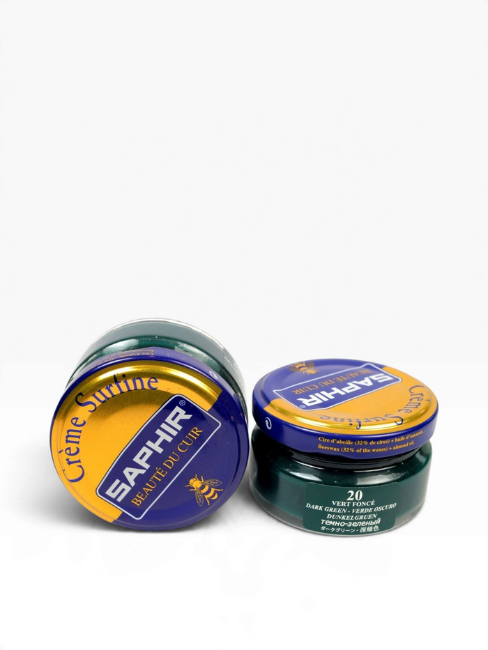 Bourgee a world class shoe store Saphir Beaute du Cuir dark green beeswax leather shoe polish cream in 50ml jar