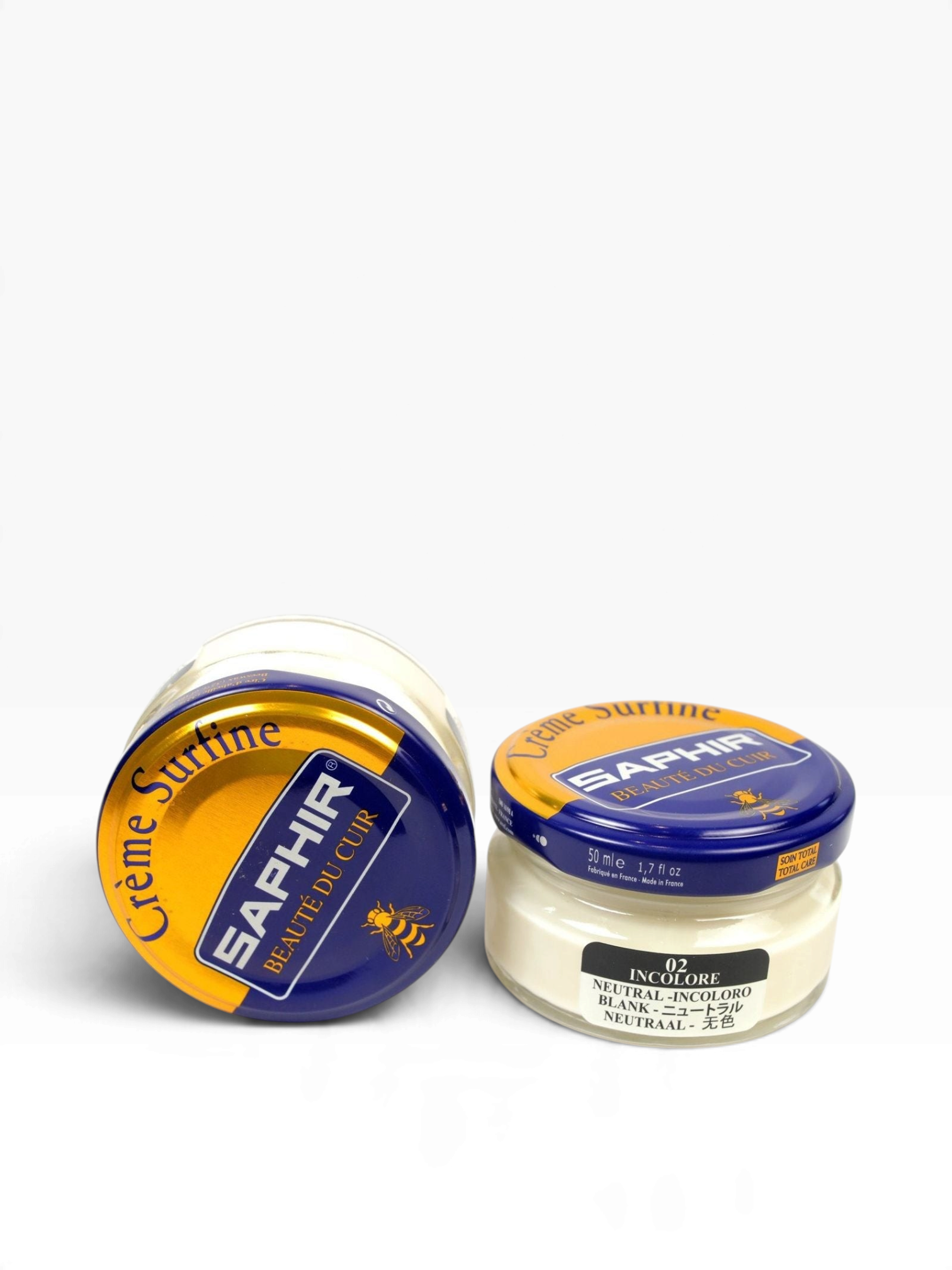 Bourgee a world class shoe store Saphir Beaute du Cuir Cream Surfine 50ml neutral beeswax polish in glass jars