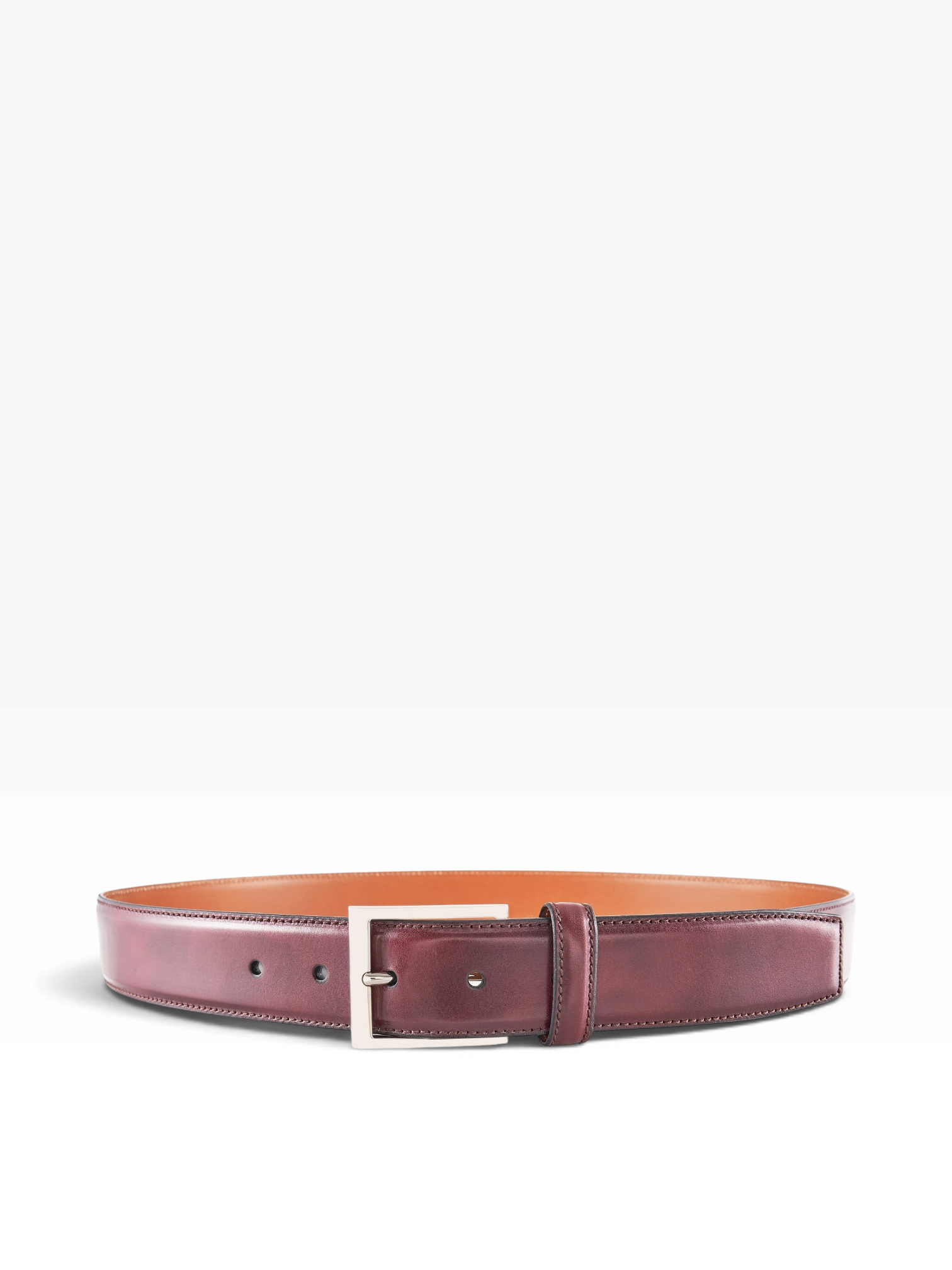 Bourgee a world class shoe store TLB Northwest 35mm burgundy museum calf leather belt with a nickel brass buckle