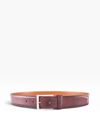 Bourgee a world class shoe store TLB Northwest 35mm burgundy museum calf leather belt with a nickel brass buckle