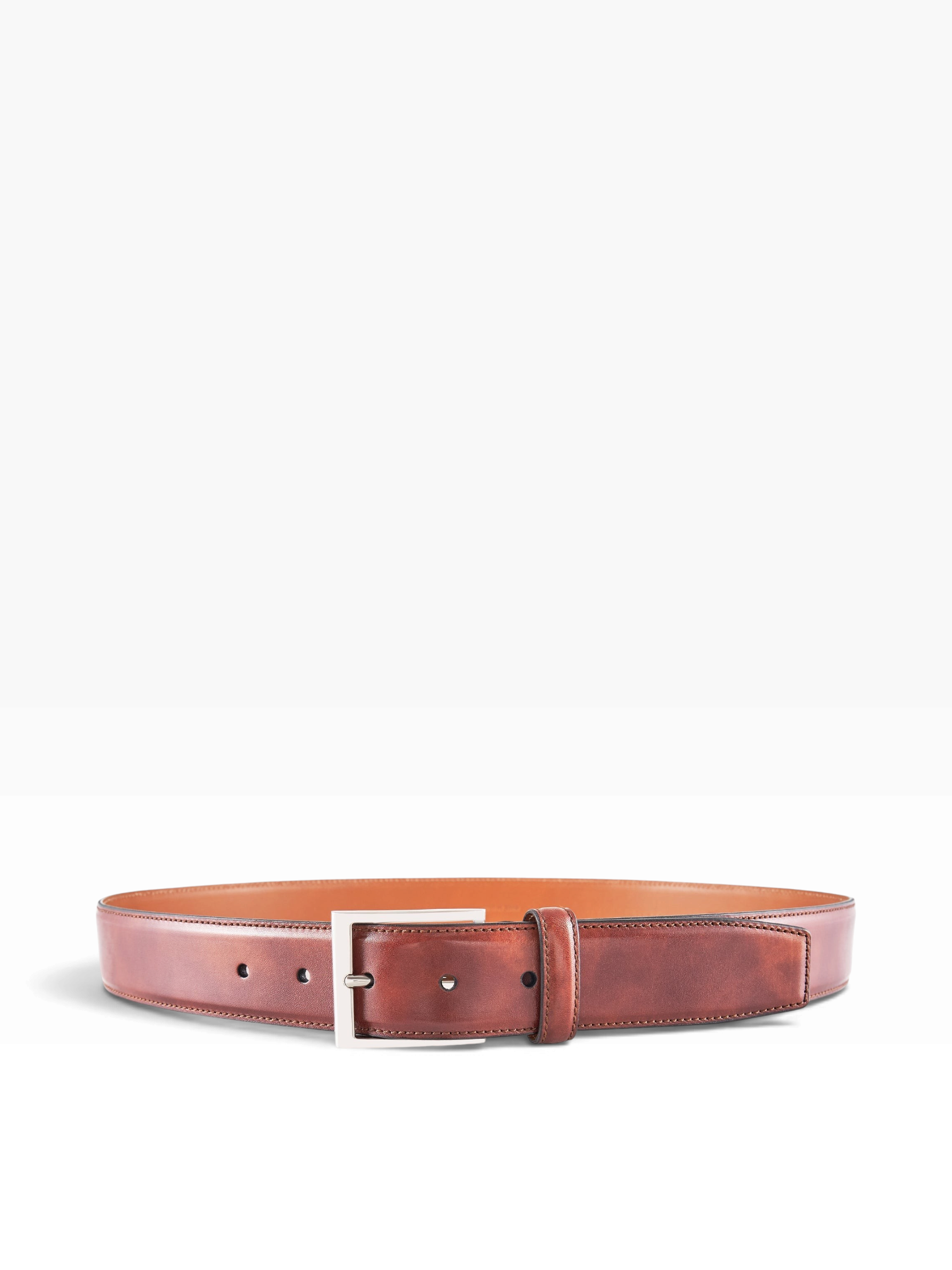 Bourgee a world class shoe store TLB Northwest 35mm belt in medium brown museum calf leather with nickel buckle