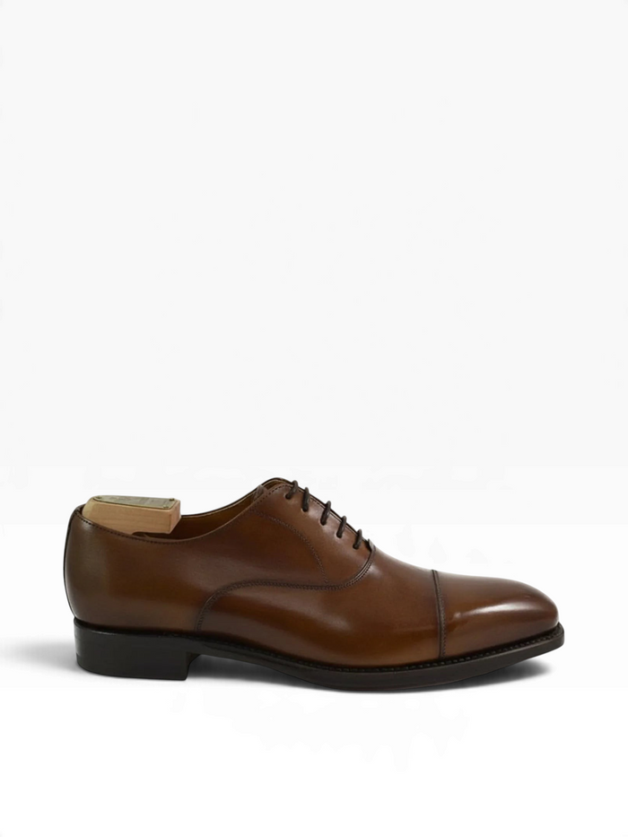 Bourgee a world class shoe store Berwick 2428 tan brown calf leather oxford shoes with a Goodyear welted leather sole.