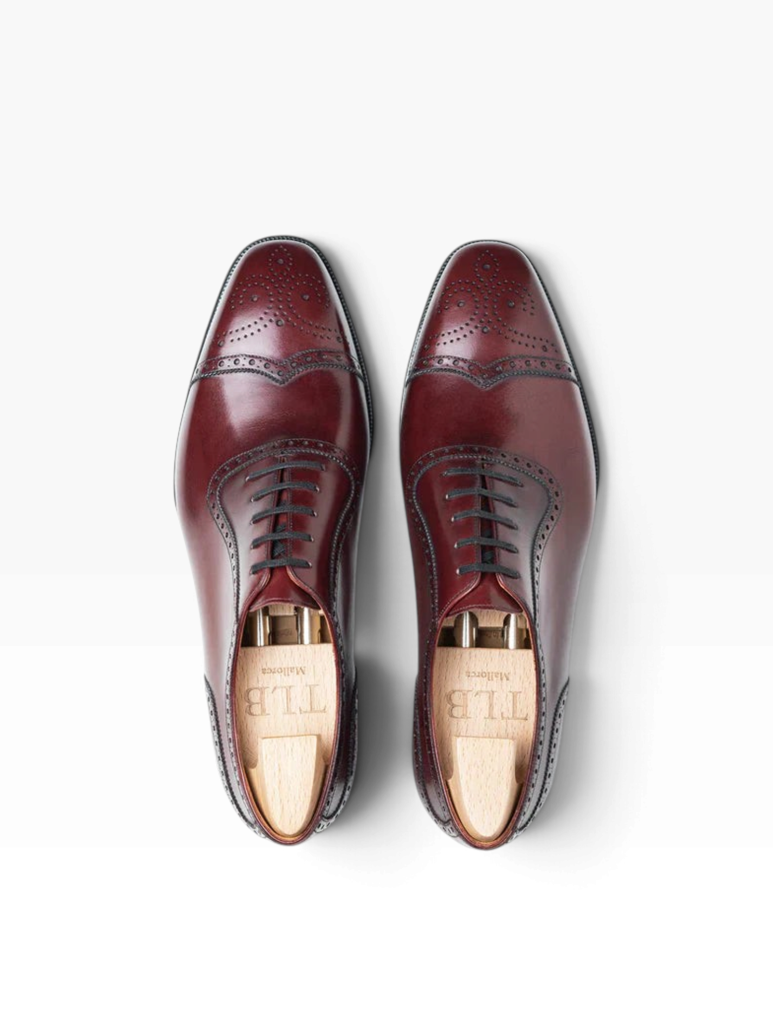 Bourgee a world class shoe store burgundy vegan leather Picasso oxford shoes with brogue detailing and squared toe