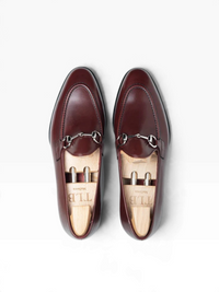Bourgee a world class shoe store TLB Artista Goya burgundy boxcalf leather horsebit loafers with wooden shoe trees