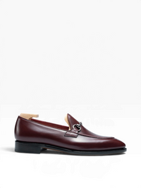 Bourgee a world class shoe store TLB Artista Goya horsebit loafer in burgundy box calf leather with a leather sole