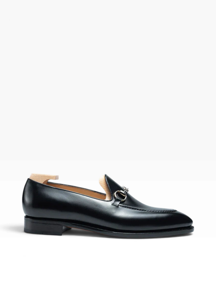 Bourgee a world class shoe store black box calf leather horsebit loafer with a round toe and single leather sole