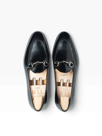 Bourgee a world class shoe store TLB Artista Goya black box calf leather horsebit loafers with wooden shoe trees