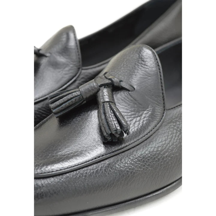 BERWICK TASSEL BELGIAN LOAFER BLACK DEERSKIN 4951