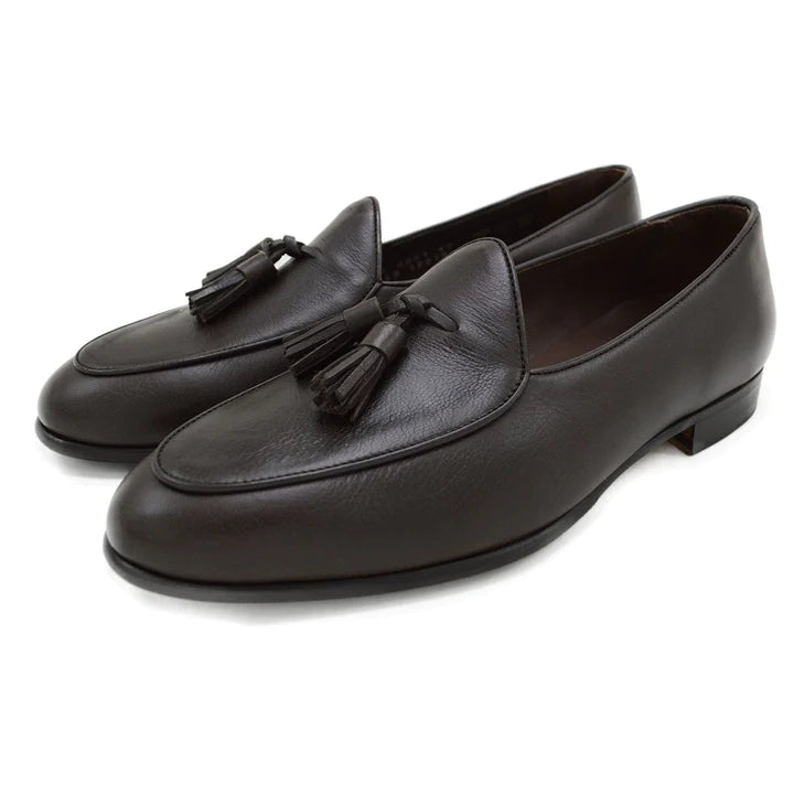 BERWICK TASSEL BELGIAN LOAFER BROWN DEERSKIN 4951