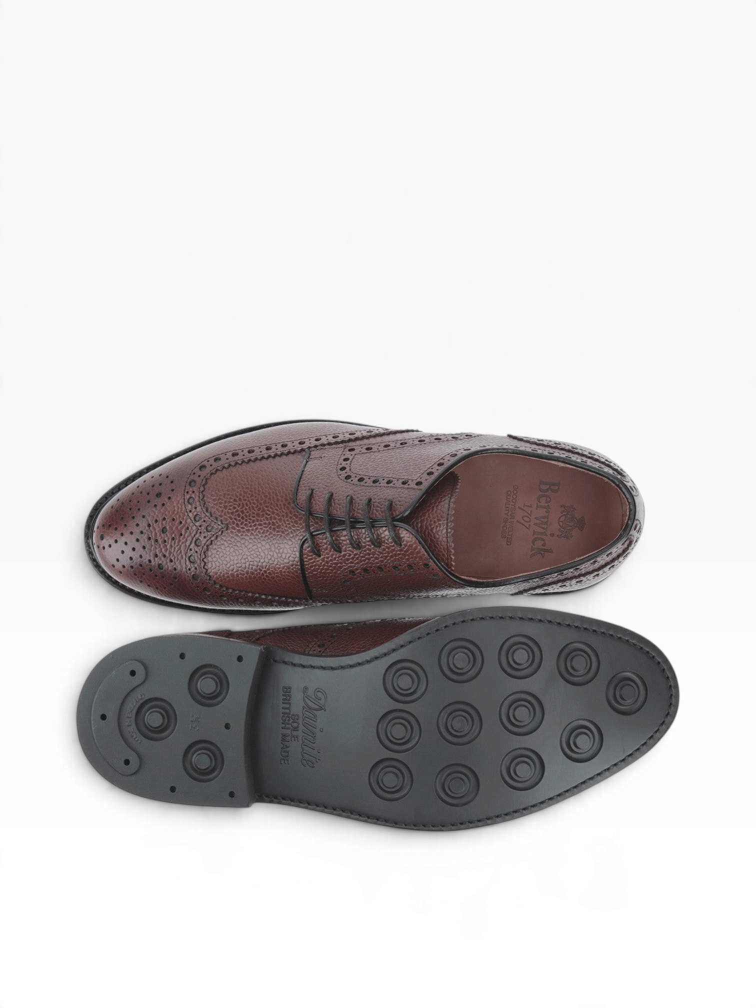 Bourgee a world class shoe store Berwick brown calf leather derby shoes with brogue detailing and Dainite rubber sole