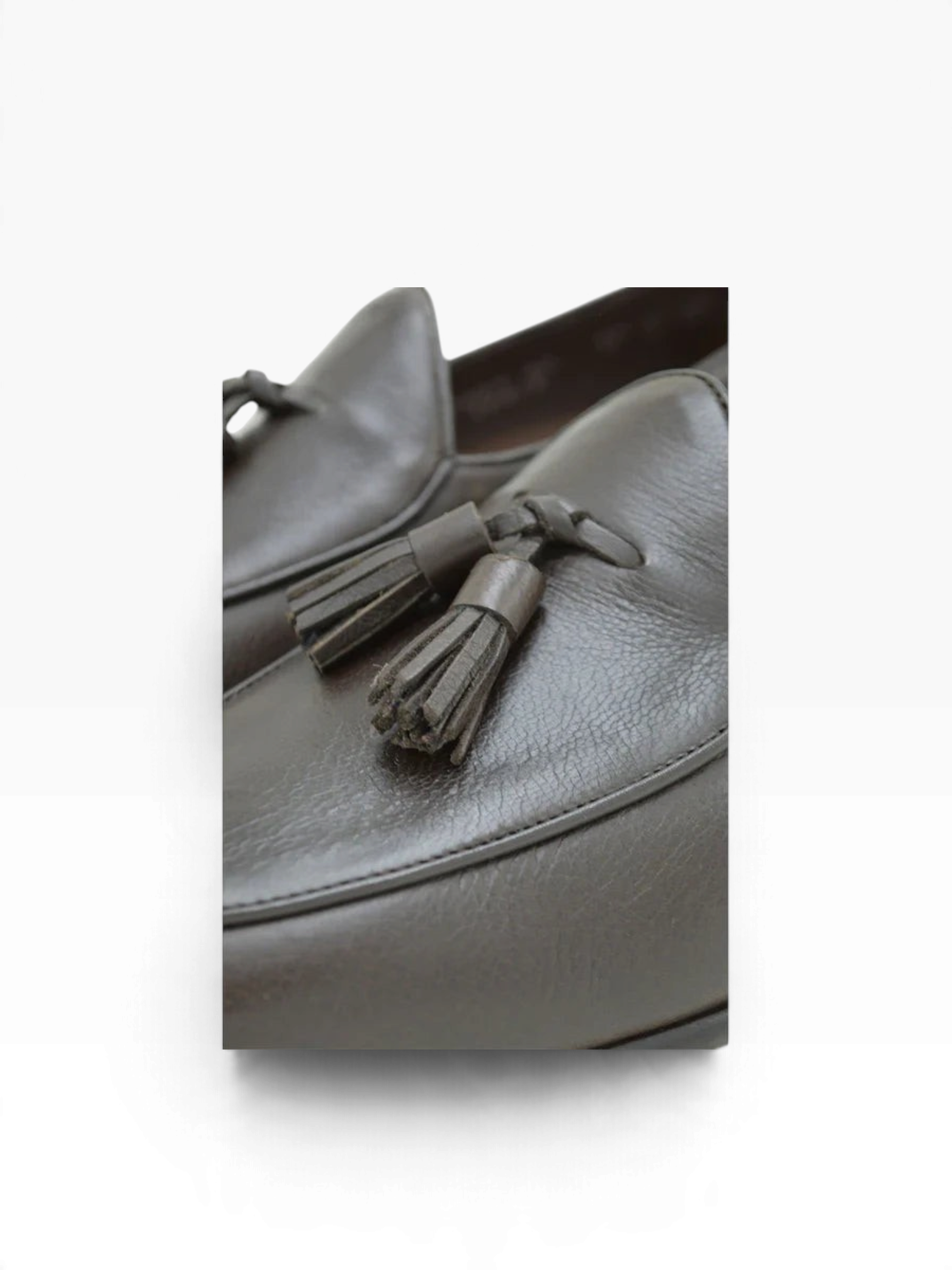 Bourgee a world class shoe store brown deerskin leather Belgian tassel loafers with a durable rubber sole