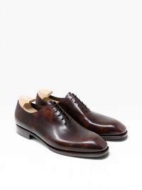Bourgee a world class shoe store brown wholecut oxford shoes in museum calf leather with a semi-square toe.