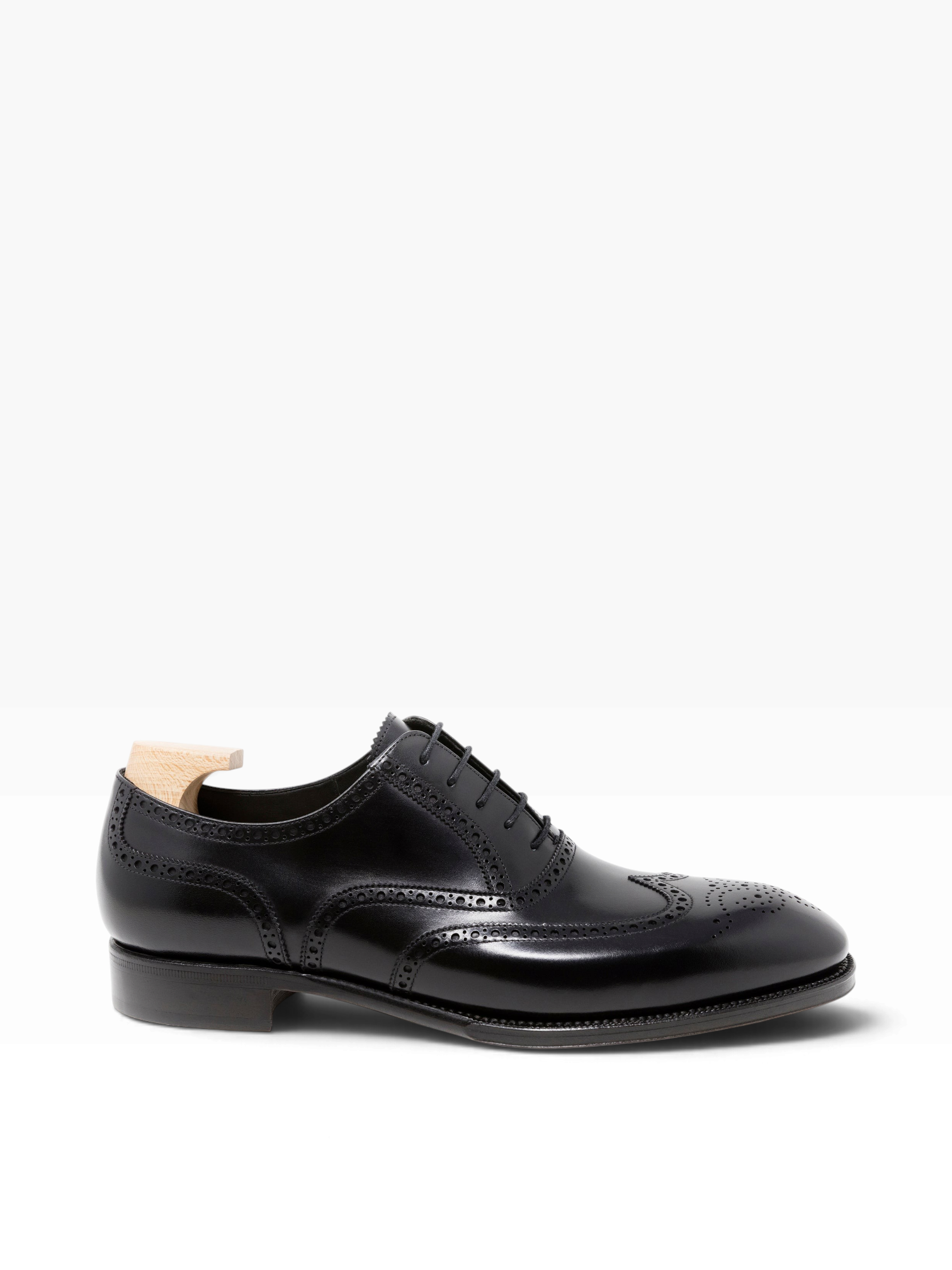 Bourgee a world class shoe store black boxcalf leather full brogue oxford shoe with semi square toe and lace-up front