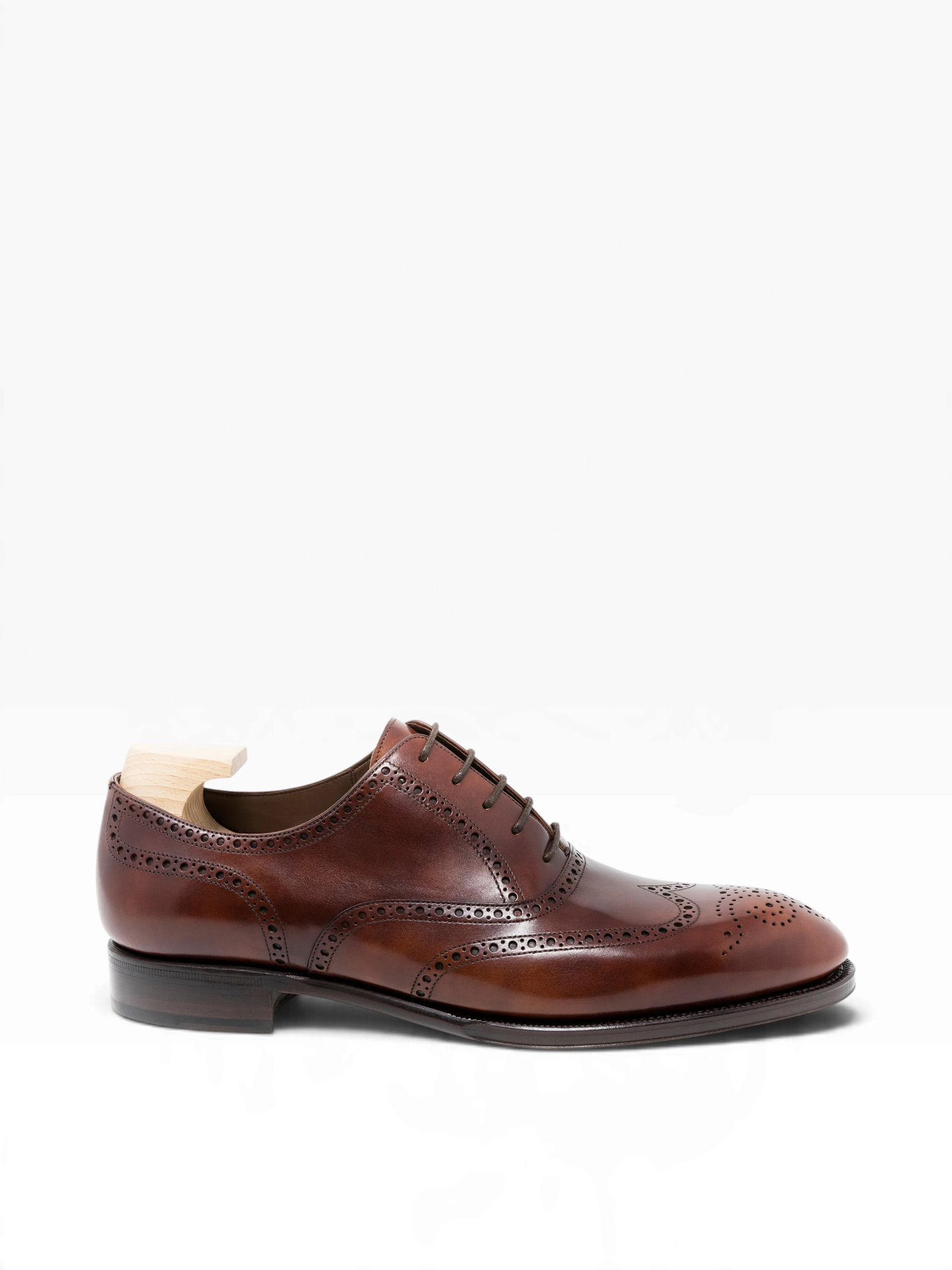 Bourgee a world class shoe store TLB Brad full brogue oxford in medium brown museum calf leather with round toe