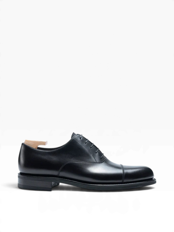 Bourgee a world class shoe store TLB Adam black boxcalf leather cap toe Oxford shoes with Vibram rubber sole