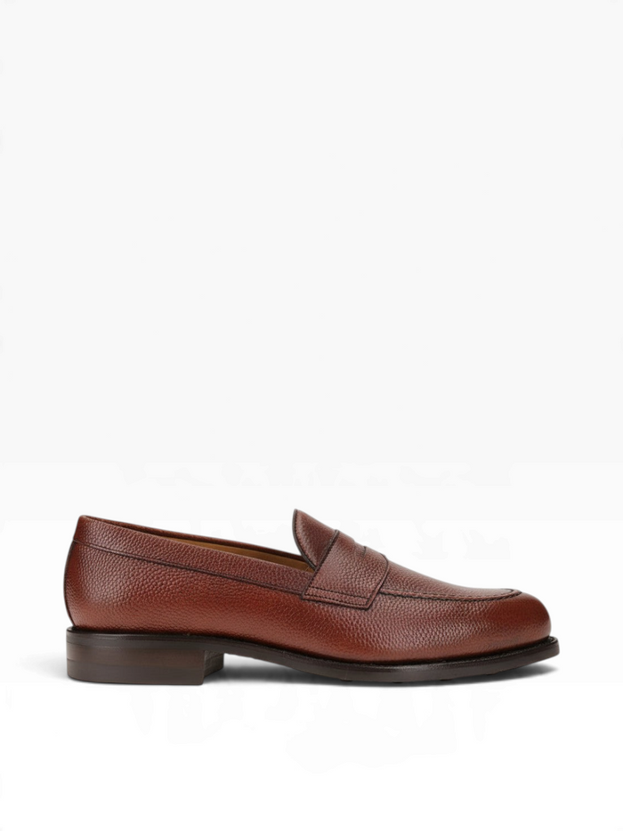 Bourgee a world class shoe store Berwick brown grained calf leather penny loafer with Goodyear welted sole