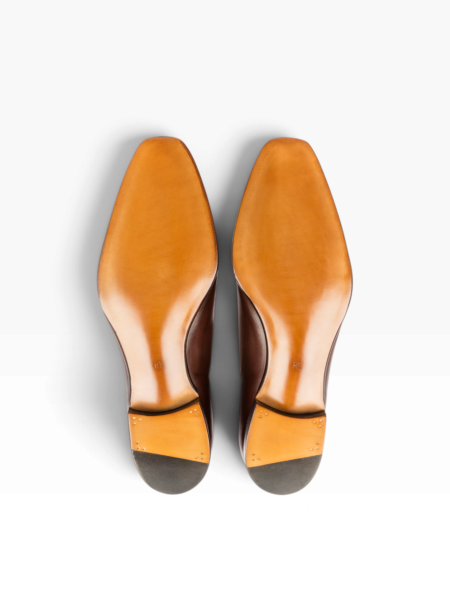 Bourgee a world class shoe store TLB Artista wholecut dress shoe showing the tan leather sole with bevelled waist