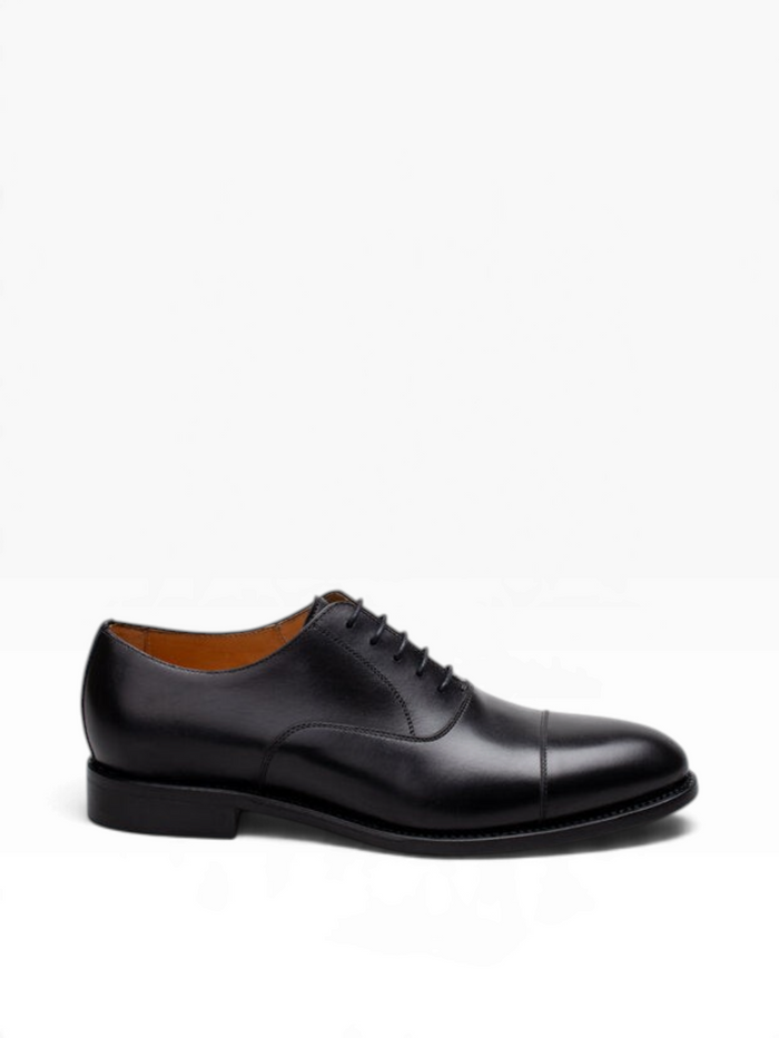Bourgee a world class shoe store Berwick Rupert black calf leather oxford dress shoe with cap toe and Goodyear welt