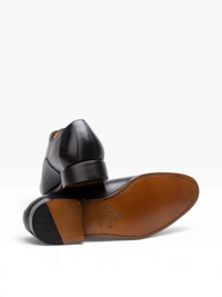 Bourgee a world class shoe store Berwick Rupert black calf leather oxford shoe showing the leather outsole