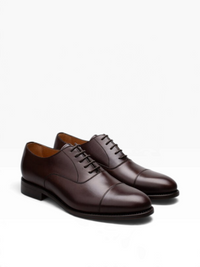 Bourgee a world class shoe store Berwick Rupert brown calf leather oxford dress shoes with cap toe and Goodyear welt