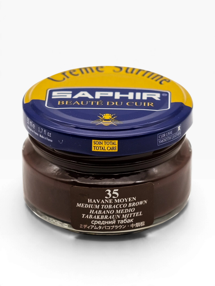 Bourgee a world class shoe store Saphir Beaute du Cuir Cream Surfine in Medium Tobacco Brown for smooth leather shoes.