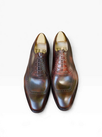 Bourgee a world class shoe store TLB Artista brown museum calf leather U-tip Balmoral Oxford shoes with squared toe