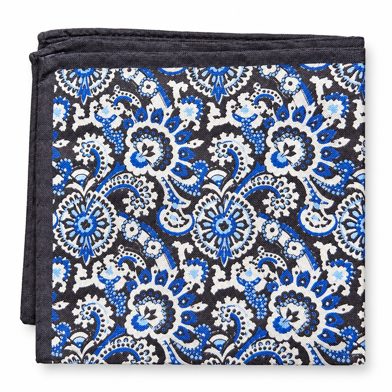 Silk Pocket Square Double-Black/Blue