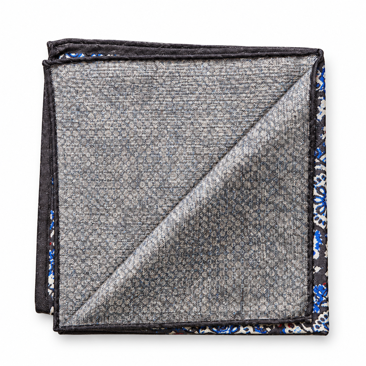 Silk Pocket Square Double-Black/Blue